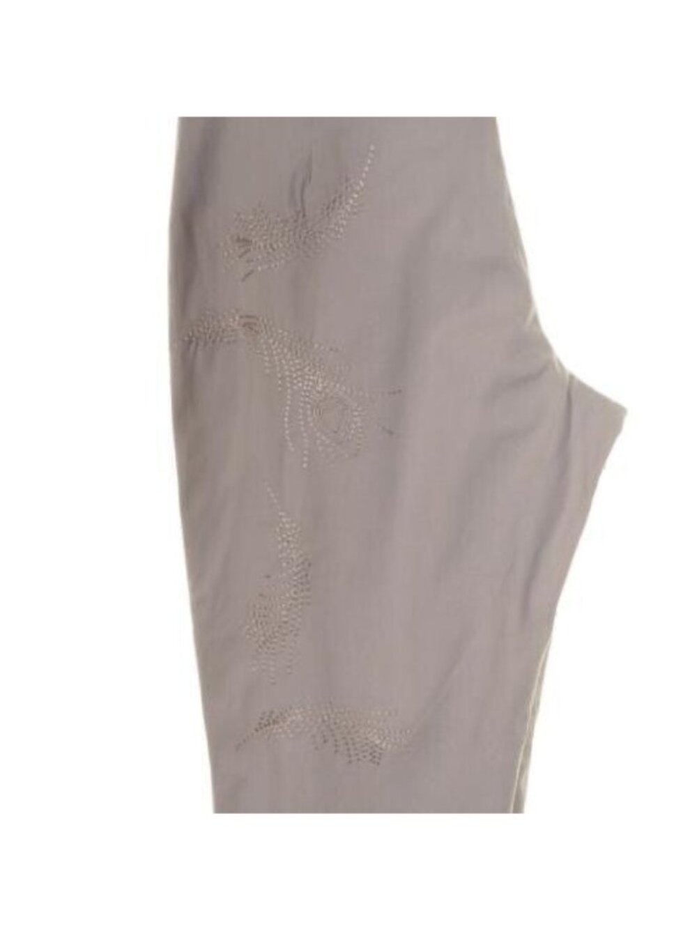 Larry Levine Womens Cropped Pants 8P Tan Khaki Empbroidered Stretchy - Picture 5 of 9